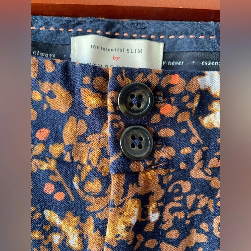 ANTHROPOLOGIE The Essential Slim Autumn Floral Cropped Trousers Pants Size 8